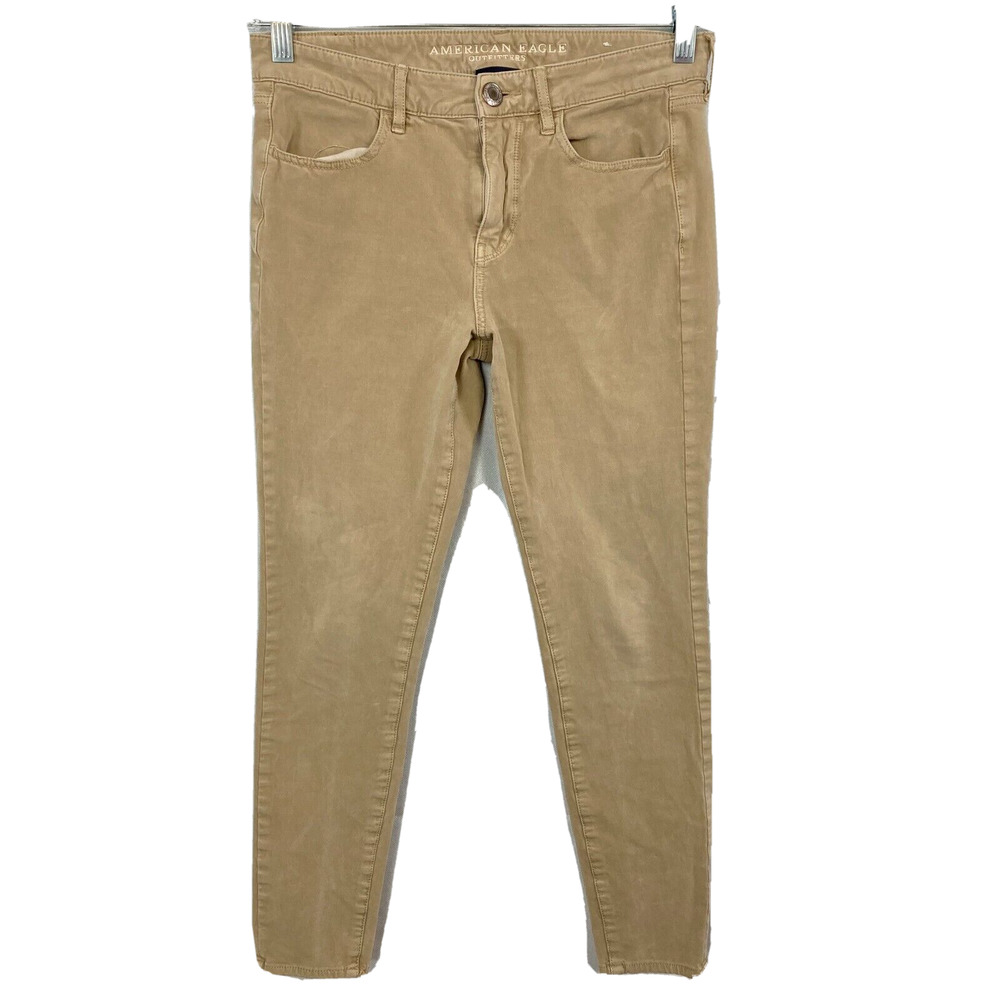 American Eagle Jeans‎ Womens Sz 6 Beige Cotton Stretch High Rise Jegging Pockets